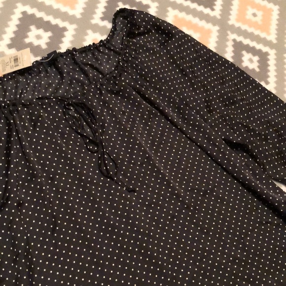 Ann Taylor NWT Black w/White Polka Dots Blouse XL - Picture 7 of 12